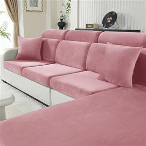 CYCMACO Velluto Copriseduta Divano Grande Grande 1 Posto, Rosa | Universale Elasticizzato Copricuscini Divano Antiscivolo, Copridivano Cuscini Separati, Soft Sofa Seat Cover Lavabili