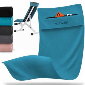 Twinzen Telo Palestra Microfibra 120x50 cm | Asciugatura Rapida · Tasca con Cerniera · Morbido e Compatto Gym Towel Uomo Donna · Blu Navy