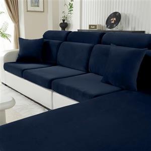 CYCMACO Velluto Copriseduta Divano Grande Grande 1 Posto, Blu Scuro | Universale Elasticizzato Copricuscini Divano Antiscivolo, Copridivano Cuscini Separati, Soft Sofa Seat Cover Lavabili