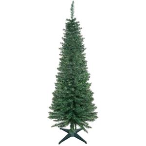 HOMCOM Albero di Natale Slim Artificiale 150 cm con Rami Realistici Verde | Albero di Natale Alto e Stretto, Base in Plastica