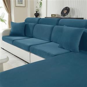 CYCMACO Velluto Copriseduta Divano Grande 1 Posto, Blu Pavone | Universale Elasticizzato Copricuscini Divano Antiscivolo, Copridivano Cuscini Separati, Soft Sofa Seat Cover Lavabili