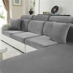 CYCMACO Velluto Copriseduta Divano Grande Grande 1 Posto, Grigio Chiaro | Universale Elasticizzato Copricuscini Divano Antiscivolo, Copridivano Cuscini Separati, Soft Sofa Seat Cover Lavabili