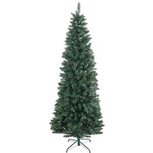 HOMCOM Albero di Natale Artificiale 210cm con 687 Rami Slim Alto Verde | Albero di Natale Stretto, Base Pieghevole
