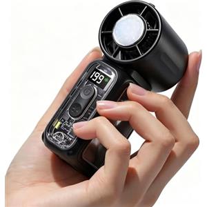 GlobalCrown Mini Ventilatore portatile con torcia a LED,Piccolo Ventilatore usb ricaricabile con impacco di ghiaccio,design tascabile compatto per viaggi, concerti, campeggio,trucco con specchio