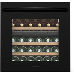Klarstein Vinsider 30 Uno Cantinetta Vino Doppia Temperatura - 30 Bottiglie, 2 Zone, LED, UV, Ripiani in Legno, Silenziosa, Da Incasso, Frigo Vino, Porta in Vetro Nera