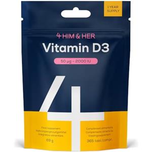 4 Vitamina D3 2000 UI 50 µg, Integratore Vitamina D, 365 Compresse, 1 Anno | Vitamin D3 Colecalciferolo 1000% VNR, Ossa, Muscoli e Sistema Immunitario, Compressa Piccola, Vegetariano, Prodotto in Europa