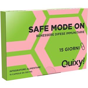 Quixy - Safe Mode ON Integratore Difese Immunitarie, 15 Capsule | con Vitamina C, D, Zinco, Magnesio, Selenio, Rodiola ed Eleuterococco, supporto energia e resistenza, Made in Italy