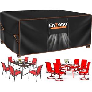Enzeno Copertura per mobili da giardino, 150 x 90 x 74 cm, impermeabile, in resistente poliestere Oxford 420D, copertura rettangolare antivento, anti-UV, per sedie e tavolo da patio