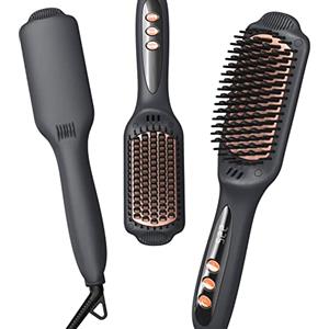 LANDOT Spazzola Lisciante Elettrica per Capelli, 12 Temperature, Auto-Off | Ceramica Ioni Negativi Anti-Crespo, Calore 30s, Doppia Tensione, Liscio Luminoso Effetto Salone per Ogni Tipo di Chioma