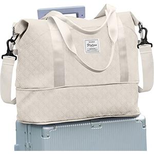 SEAFEW Borsone da Viaggio,Bagaglio a Mano 40x30x20 Ryanair Borsa da Viaggio | Borsa da Cabina Ryanair 40x30x20 Borsa Sportiva Borsone da Palestra da Weekend Borsa Ospedale Parto Espandibile,beige