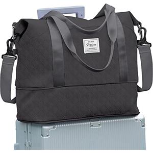 SEAFEW 40x20x25 Ryanair Borsa da Viaggio Espandibile - Bagaglio a Mano - Borsone Palestra Weekend, B3-Grigio Nero