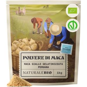 NaturaleBio Maca Gelatinizzata Bio in Polvere dal Perù | 1 kg. Maca peruviana gelatinizzata in polvere per smoothie, frullati, porridge e dolci.