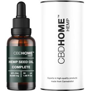 CBD HOME Olio di Semi di Canapa Max 40% - 50 ml - Base di Cocco e Semi di Canapa Biologici - Pressato a Freddo - Senza Additivi né Solventi - 100% Vegetale - Certificato Biologico UE