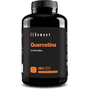 Zenement Quercetina pura 500 mg con Bromelina - Migliore Assorbimento - 180 Capsule | Estratto di Sophora Japonica al 95%, Senza Additivi, Senza Glutine, Vegano, 1 al Giorno, 6 Mesi