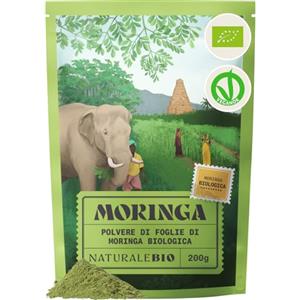 NaturaleBio Foglie di Moringa Oleifera Bio in Polvere | 1 kg. Foglie di Moringa oleifera in polvere, ricche di ferro e calcio, per smoothie, succhi e bowl.