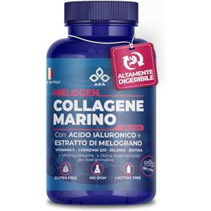 ARÀ Collagene Marino Idrolizzato con Acido Ialuronico 2400mg 180 Compresse | Con Vitamina C, Coenzima Q10, Selenio e Biotina