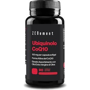 Zenement Ubiquinolo CoQ10 100 mg, Forma Attiva con Olio EVO, 90 Capsule | Coenzima Q10 Ridotto, Senza Additivi, Senza Glutine, Senza Lattosio, 1 al Giorno, 3 Mesi, Zenement