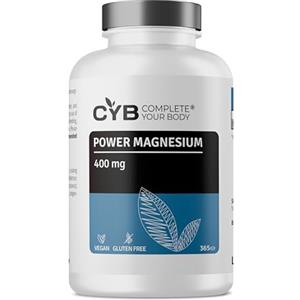 CYB Complete your Body CYB Magnesio 400 mg - 365 Compresse, 1 Anno - 1 Compressa al Giorno - Per Muscoli e Riduzione della Stanchezza - Vegan, Senza Zucchero, Glutine e Lattosio
