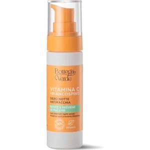 Bottega Verde - Siero Notte Antimacchia Viso e Mani, Vitamina C, 30 ml | Con Vitamina C Microincapsulata, Biancospino e Cybright, Schiarente e Uniformante per Tutti i Tipi di Pelle