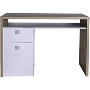 Composad | Scrivania della Linea GLOBO con 1 Cassetto, 1 Anta e 1 Vano, Scrivania Cameretta per PC Con Cassetti, (LxAxP) 110x76,70x59,60 cm, Colore Rovere e Bianco Laccato, Made in Italy