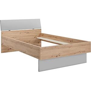 Composad | Letto della Linea LAFABRICA, Letto Una Piazza e Mezza, Spazio per Cassettoni (non inclusi), (LxAxP) 127,40x91,10x215 cm, Colore Rovere Oak Mielato e Grigio Laccato, Made in Italy