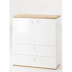 Composad | Mobile Contenitore della Linea GLOBO con 2 Cassetti e 2 Ante, Mobile Salvaspazio, Cassettiera Cameretta, (LxAxP) 90x100x45 cm, Colore Rovere e Bianco Laccato, Made in Italy
