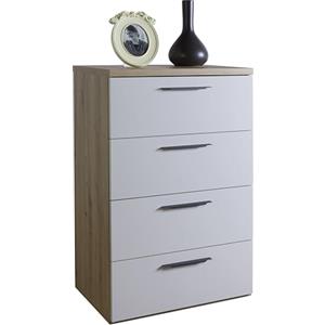 Composad | Cassettiera 4 Cassetti della Linea Sposami per Camera da Letto, Cassettone Camera, Mobile Contenitore, (LxAxP): 69,4x108,2x44,4 cm, Rovere Mielato e Grigio Cashmere Laccato, Made In Italy