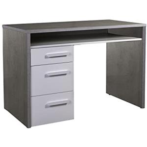 Composad | Scrivania della Linea MIPIACE con 3 Cassetti e 1 Vano, Scrivania PC con Cassetti, per Cameretta, (LxAxP) 110x76,70x60,20 cm, Colore Cemento e Bianco Laccato, Made in Italy