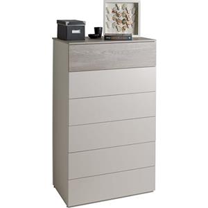 Composad | Cassettiera 6 Cassetti della Linea FAVORITA per Camera da Letto, Cassettone, Mobile Contenitore Camera, (LxAxP): 70,1x119,4x44,4 cm, Rovere Gessato e Grigio Cashmere Topmatt, Made In Italy
