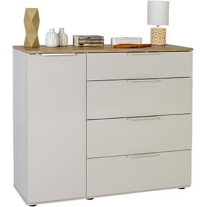 Composad | Base Multiuso della Linea Macchiato Teen con 1 Anta e 4 Cassetti, Per Cameretta, Mobile Contenitore (LxAxP): 103,2x88,5x35,5 cm, Grigio Cashmere laccato e Rovere chiaro