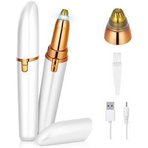 AYBUY Epilatore Viso Donna, Taglia Sopracciglia Donna Elettrico Indolore | Rasoio Viso, Epilatore Sopracciglia Donna con USB per Viso, Fronte, Sopracciglia, Labbra (Bianco)