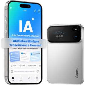 Comu Action Pro Registratore Vocale AI, Assistente Intelligente per Note | Per Professionisti e Team, Trascrizione in Tempo Reale, Verbali di Riunione, Presentazioni, Piani d'Azione e Chat AI+
