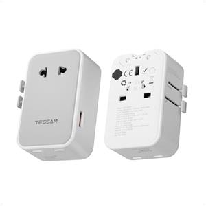 TESSAN Adattatore Universale da Viaggio PD 20W con 2 USB C e 1 USB A | Presa Universale da Viaggio per Inghilterra USA Giappone Thailandia Australia Canada Messico, Grigio