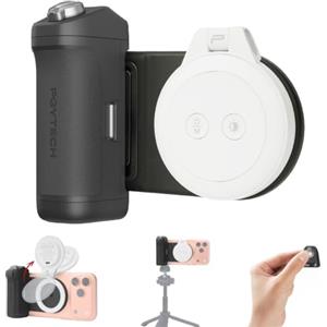 PGYTECH MagCam 2 & MagGlow Kit: Grip Smartphone MagSafe 3 in 1, Powerbank 3000mAh, Scatto Bluetooth e Luce LED Magnetica - Set Foto/Video per iPhone 12-17 (Nero+ Grigio Nebbia)