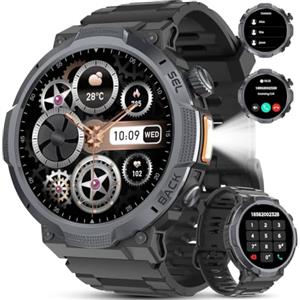 TIMU Orologio Smartwatch Uomo, Schermo AMOLED 1,53, Autonomia 30g, Orologio Militare Uomo Chiamate Bluetooth, Monitoraggio Frequenza Cardiaca/Sonno, Impermeabile IP68, 110 Modalità Sportive