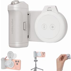 PGYTECH MagCam 2 & MagGlow Kit: Grip Smartphone MagSafe 3 in 1, Powerbank 3000mAh, Scatto Bluetooth e Luce LED Magnetica - Set Foto/Video per iPhone 12-17 (Grigio Nebbia)