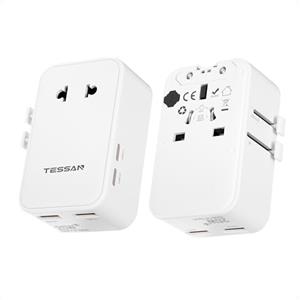 TESSAN PD 25W Adattatore Universale da Viaggio con 2 USB C e 1 USB A | 4 IN 1 Presa Universale da Viaggio per Inghilterra USA Giappone Thailandia Australia Canada Messico, Bianco