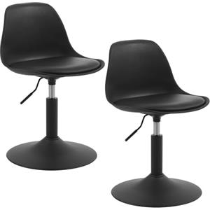 WOLTU 2x Sgabello con Schienale Moderno Sedia da Cucina Girevole a 360° Altezza Regolabile Senza Braccioli in PU Altezza della Sedia 39,5cm-50,5cm Nero BH304sz-2