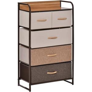 HOMCOM Mobile Cassettiera con 5 Cassetti 58x29x99cm Multicolore | Camera da Letto, Soggiorno, Cassetti Pieghevoli in Tessuto, Ripiano in MDF