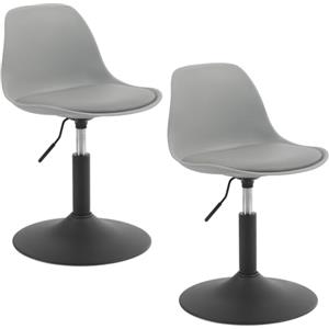 WOLTU 2x Sgabello con Schienale Moderno Sedia da Cucina Girevole a 360° Altezza Regolabile Senza Braccioli in PU Altezza della Sedia 39,5cm-50,5cm Grigio BH304gr-2
