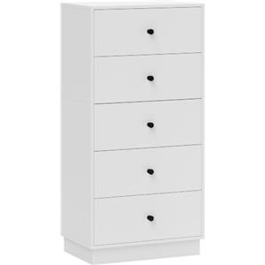 HOMCOM Cassettiera Camera da Letto a 5 Cassetti Comò 47x29x95 cm Bianco | Moderna, Maniglie Rotondo, Mobiletto Cassettiera Alta e Stretta, per Ingresso Soggiorno Cameretta Corridoio, in Legno