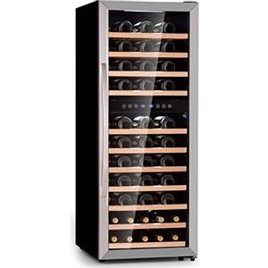 KLARSTEIN Cantinetta Vino, Cantinetta Vino Refrigerata a Zona Doppia per Interno/Esterni, Frigo Bar, Cantina con Vetrina, Mini Bar, Frigo con Illuminazione LED, 5-18°C, 73 Bottiglie