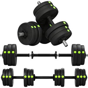 SPORTNOW Set Manubri Regolabili 2 in 1 da 15/20/25/30 kg | Set Bilanciere Palestra, Impugnatura Antiscivolo, per Allenamento Fitness Palestra Casa