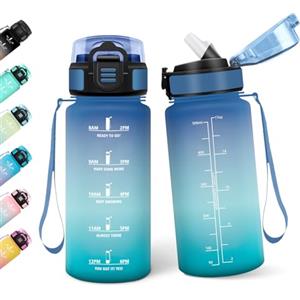 Motswedi Borraccia, 500ML Con Paglia, Borraccia Bambini, Senza BPA, Borracce con Cannuccia, Bottiglia d'acqua Motivazionale con Indicatore del Tempo, Bottiglia Acqua per Scuola, Sport, Yoga - Verde brillante
