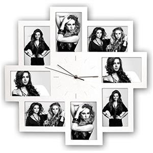 Zep S.r.l PC008W Orologio da Parete con 8 Foto, 10 x 15 cm, bianco, plastica