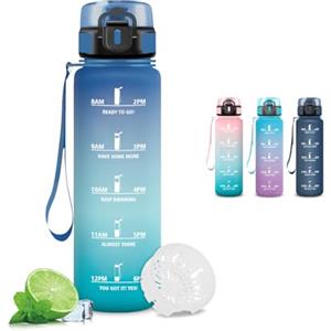Mujigaga Borraccia, Borraccia 0,5 litri, Bottiglia Senza Perdite, Bottiglia Motivazionale, Facile da Trasportare, Boraccia con Orari per Bere, Facile da Pulire, per Yoga, Fitness, Bambina, Scuola