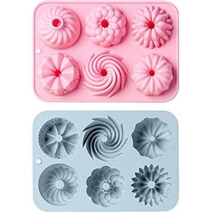 DERJDISF Mini Stampo per Ciambella e Gugelhupf in Silicone, 2 Pezzi Antiaderenti per Dolci, Blu e Rosa