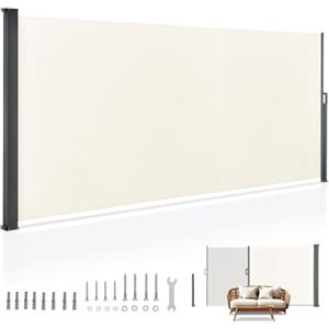 Juskys Tenda da sole laterale Dubai 500 x 160 cm estensibile e coprente, frangivista e frangivento per balcone e terrazza, tenda a rullo laterale con supporto a muro - beige