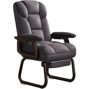 HAQMG Sedie Ufficio Ergonomiche Poltrona Ufficio Senza Ruote, Computer Poltrona Gaming da Camera da Letto Sedia, Poltrona Relax Sedia da Ufficio Divano Libero Sedia da Studio(Gray w/footrest)