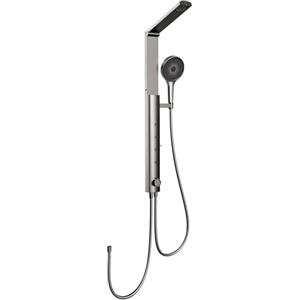 HOROW RainFlexi S1 Sistema Doccia, Colonna Doccia Idromassaggio | Altezza regolabile, soffione pieghevole e getti massaggianti, finitura grigio spazzolata, senza miscelatore